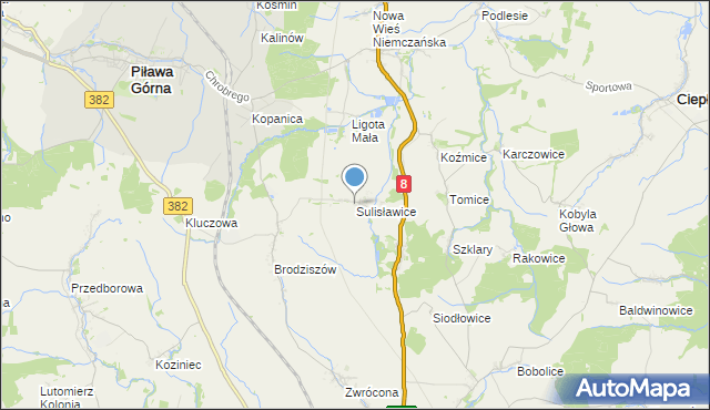 mapa Sulisławice, Sulisławice gmina Ząbkowice Śląskie na mapie Targeo